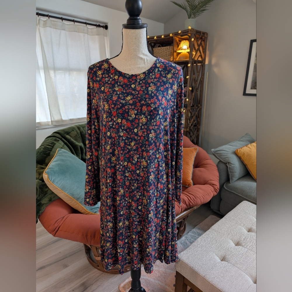Cottagecore Old Navy Floral Long Sleeve Dress (XL)